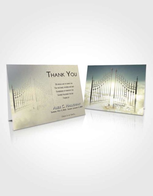 Funeral Thank You Card Template At Dusk Gates to Heaven