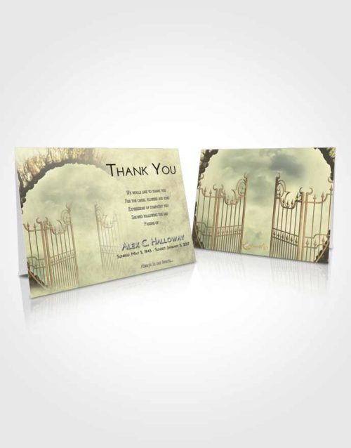 Funeral Thank You Card Template At Dusk Mystical Gates of Heaven