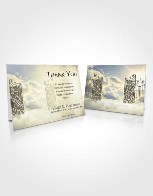 Funeral Thank You Card Template At Dusk Pearly Gates of Heaven