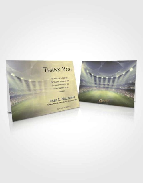 Funeral Thank You Card Template At Dusk Soccer Stadium