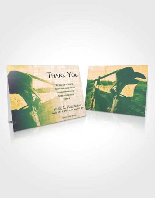 Funeral Thank You Card Template Emerald Serenity Cowboy Honor