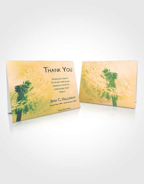 Funeral Thank You Card Template Emerald Serenity Dandelion Dream