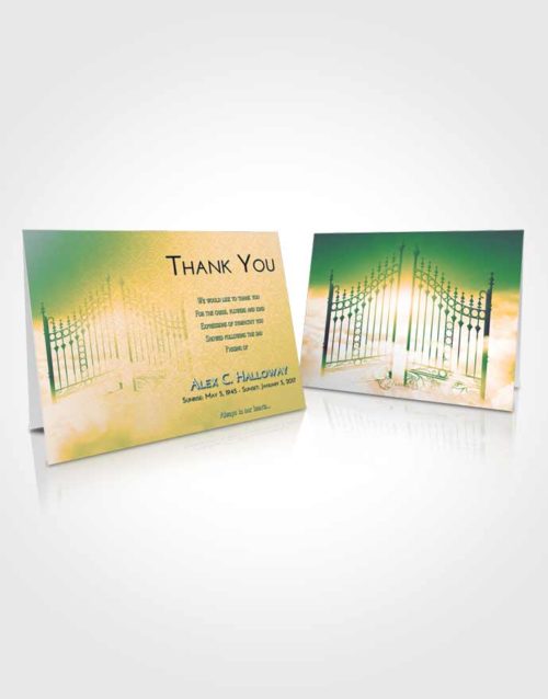 Funeral Thank You Card Template Emerald Serenity Gates to Heaven