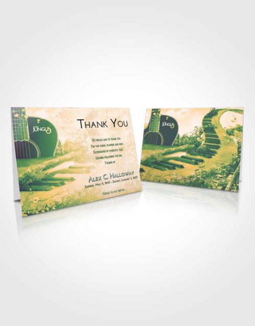 Funeral Thank You Card Template Emerald Serenity Jungle Music