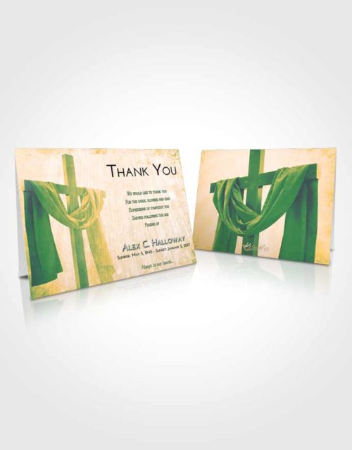 Funeral Thank You Card Template Emerald Serenity Loving Cross