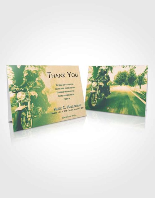 Funeral Thank You Card Template Emerald Serenity Motorcycle Days