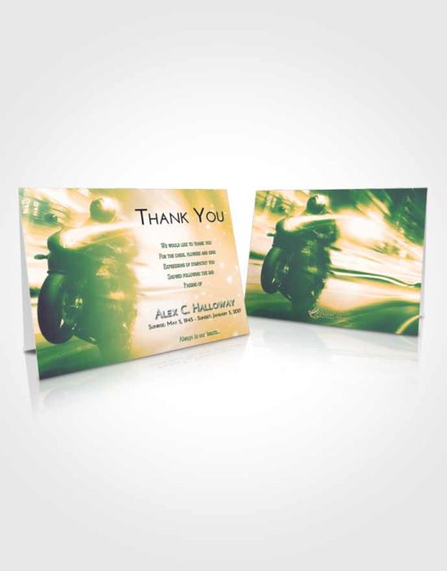 Funeral Thank You Card Template Emerald Serenity Motorcycle Speed