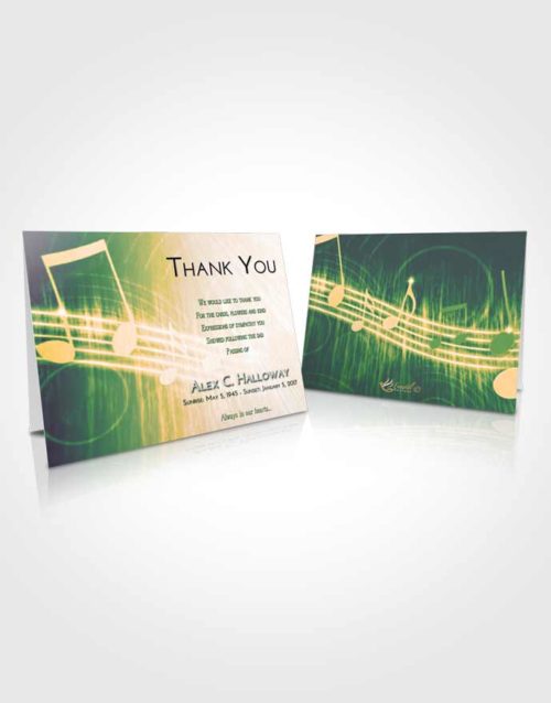 Funeral Thank You Card Template Emerald Serenity Music Peace
