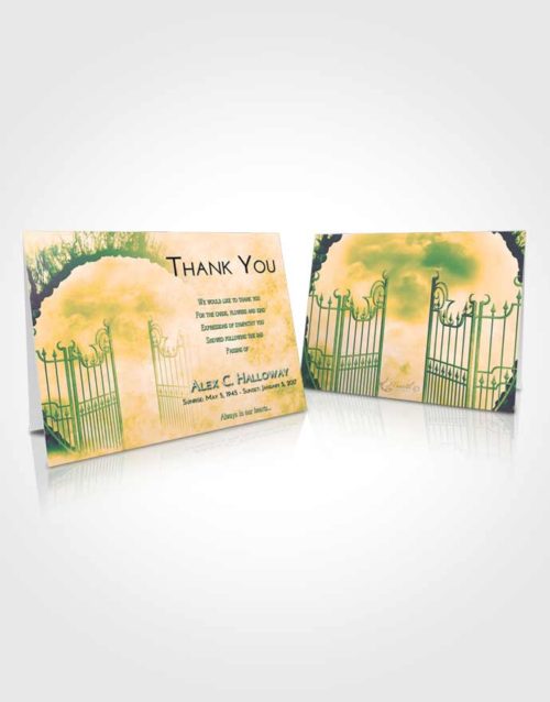 Funeral Thank You Card Template Emerald Serenity Mystical Gates of Heaven
