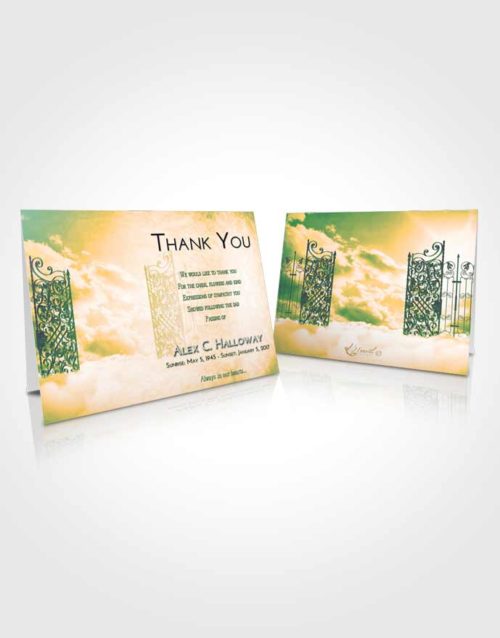 Funeral Thank You Card Template Emerald Serenity Pearly Gates of Heaven