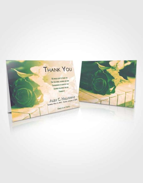 Funeral Thank You Card Template Emerald Serenity Piano Rose