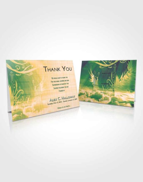 Funeral Thank You Card Template Emerald Serenity Precious Gates to Heaven
