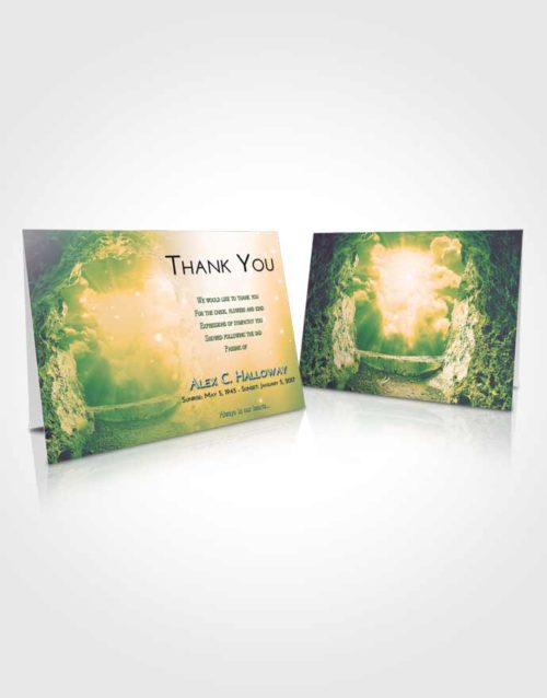 Funeral Thank You Card Template Emerald Serenity Rocky Gates to Heaven