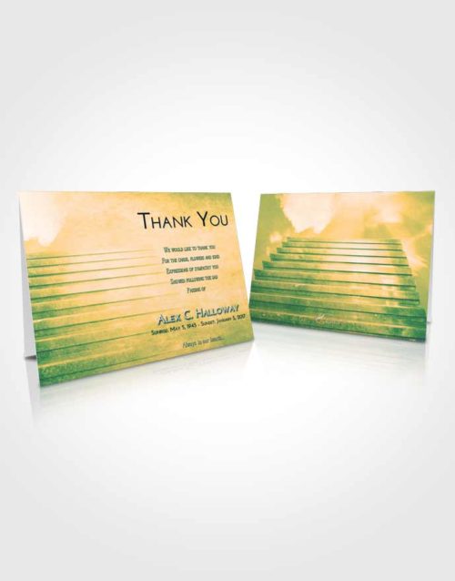 Funeral Thank You Card Template Emerald Serenity Stairway Into the Sky