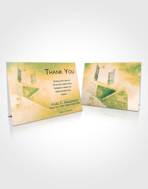 Funeral Thank You Card Template Emerald Serenity Stairway to the Gates of Heaven
