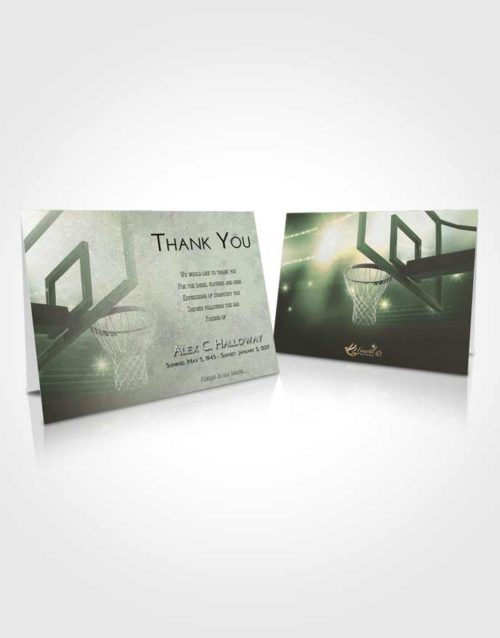Funeral Thank You Card Template Emerald Sunrise Basketball Pride
