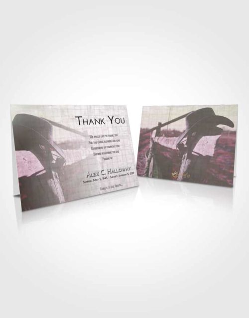 Funeral Thank You Card Template Emerald Sunrise Cowboy Honor