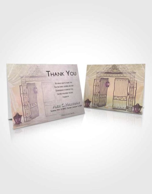 Funeral Thank You Card Template Emerald Sunrise Dreamy Gates to Heaven