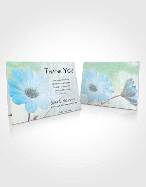 Funeral Thank You Card Template Emerald Sunrise Floral Raindrops
