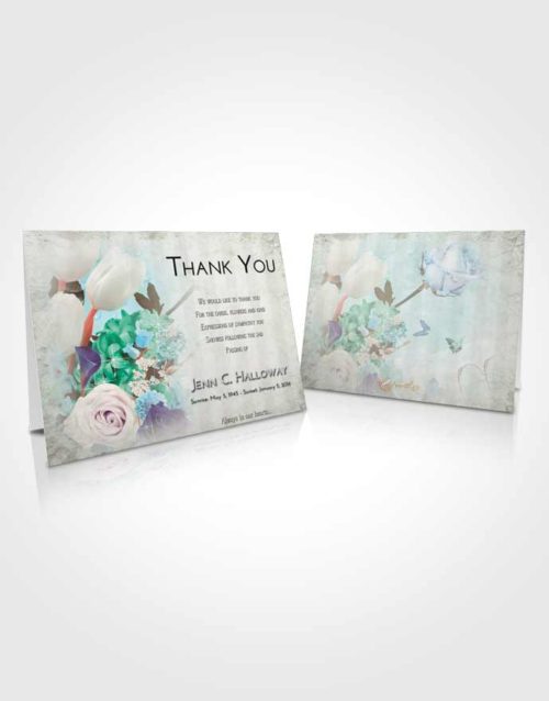 Funeral Thank You Card Template Emerald Sunrise Floral Wonderland