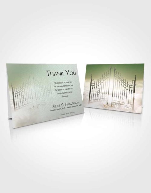 Funeral Thank You Card Template Emerald Sunrise Gates to Heaven