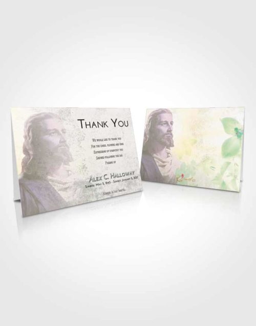 Funeral Thank You Card Template Emerald Sunrise Gaze of Jesus