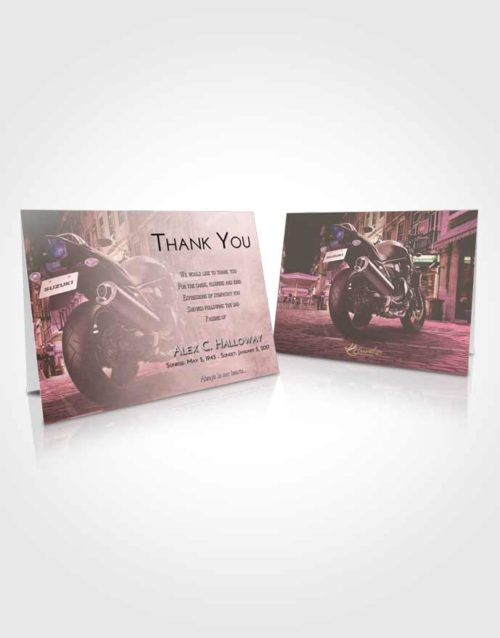 Funeral Thank You Card Template Emerald Sunrise Motorcycle Dreams