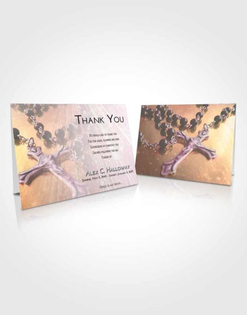 Funeral Thank You Card Template Emerald Sunrise Rosary Faith