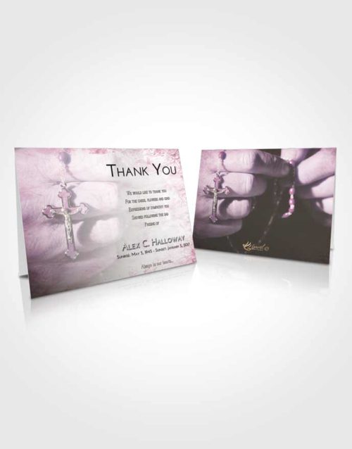 Funeral Thank You Card Template Emerald Sunrise Rosary Honor