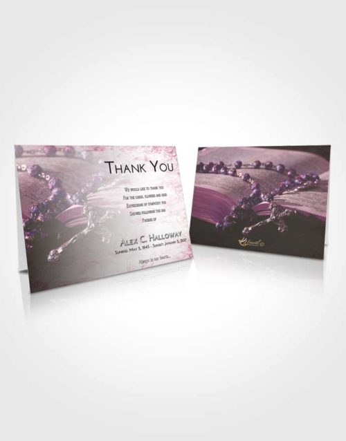 Funeral Thank You Card Template Emerald Sunrise Rosary Prayer