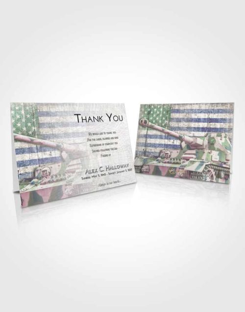 Funeral Thank You Card Template Emerald Sunrise Soldier on Duty