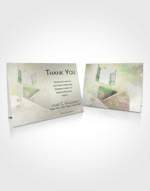Funeral Thank You Card Template Emerald Sunrise Stairway to the Gates of Heaven