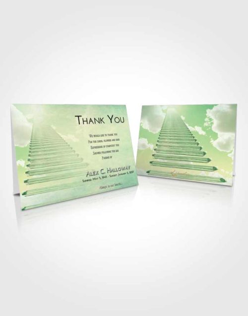 Funeral Thank You Card Template Emerald Sunrise Steps to Heaven