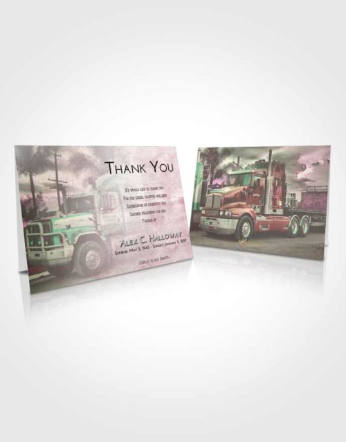 Funeral Thank You Card Template Emerald Sunrise Trucker Days
