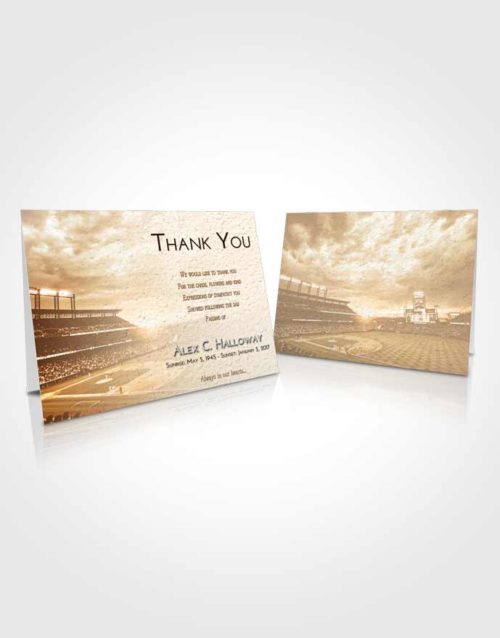 Funeral Thank You Card Template Golden Baseball Stadium