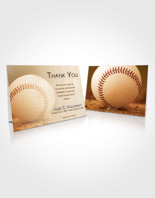 Funeral Thank You Card Template Golden Baseball Victory