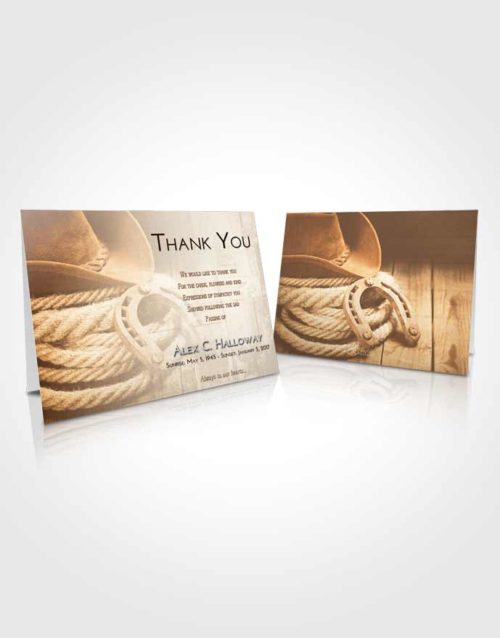 Funeral Thank You Card Template Golden Peach Cowboy Divinity
