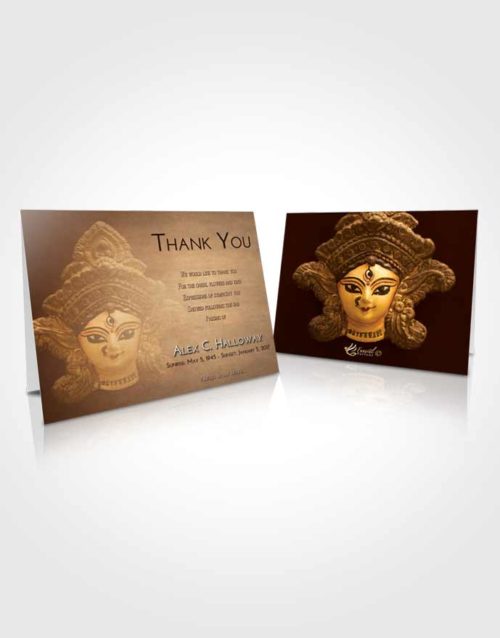 Funeral Thank You Card Template Golden Peach Durga Surprise