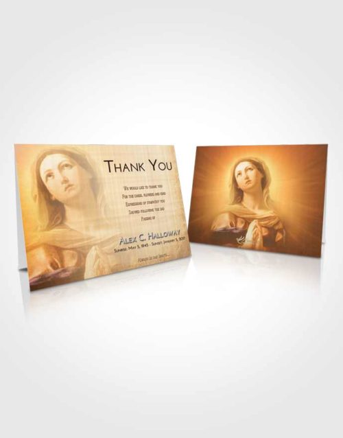 Funeral Thank You Card Template Golden Peach Faith in Mary