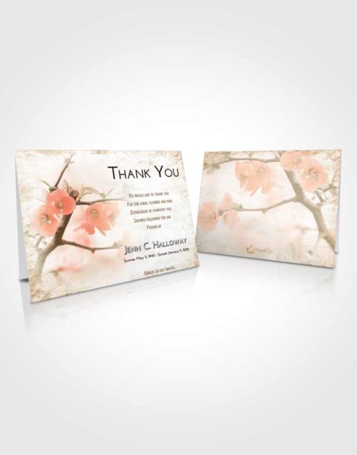 Funeral Thank You Card Template Golden Peach Floral Blossoms