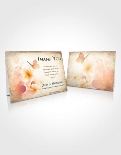 Funeral Thank You Card Template Golden Peach Floral Butterfly