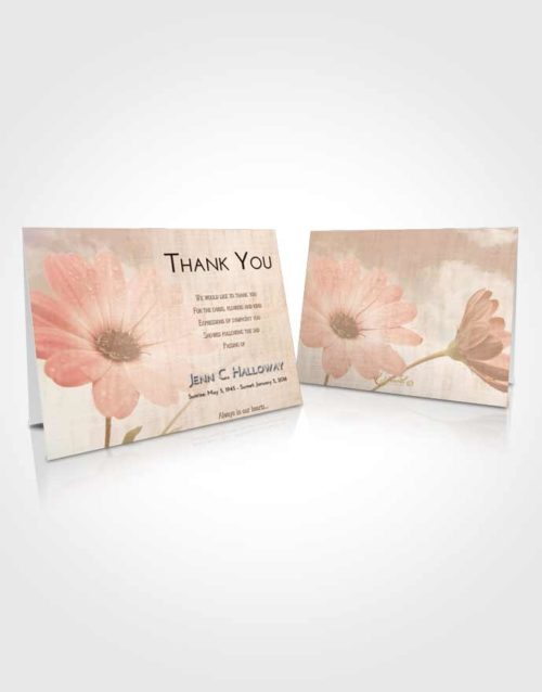 Funeral Thank You Card Template Golden Peach Floral Raindrops