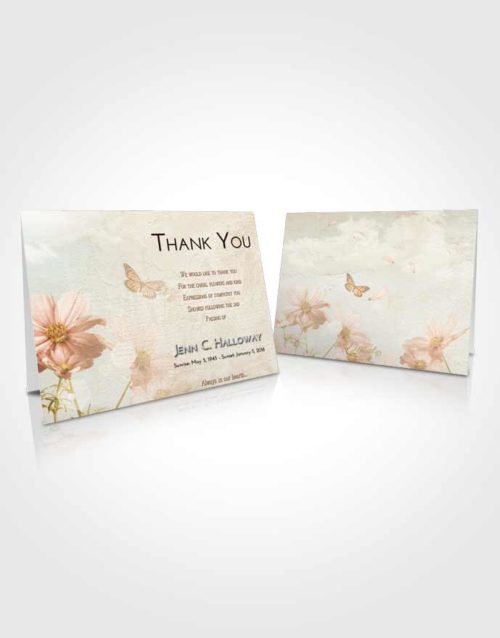 Funeral Thank You Card Template Golden Peach Floral Sky