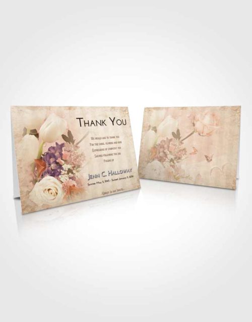 Funeral Thank You Card Template Golden Peach Floral Wonderland