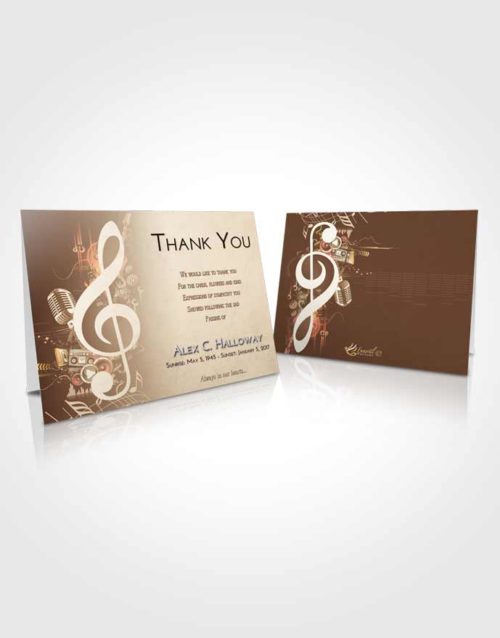 Funeral Thank You Card Template Golden Peach G Clef