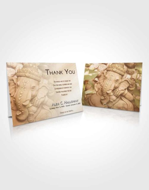 Funeral Thank You Card Template Golden Peach Ganesha Divinity