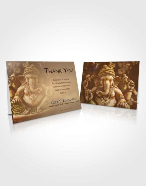 Funeral Thank You Card Template Golden Peach Ganesha Surprise