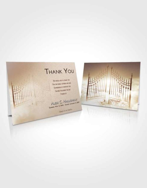 Funeral Thank You Card Template Golden Peach Gates to Heaven