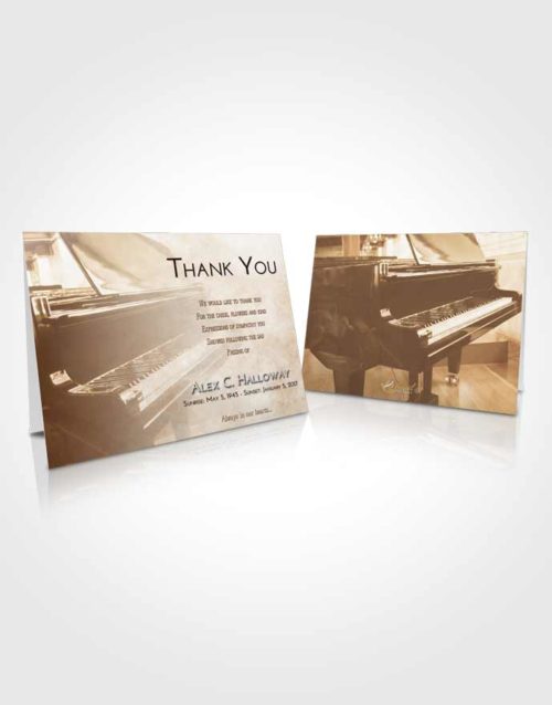 Funeral Thank You Card Template Golden Peach Grand Piano