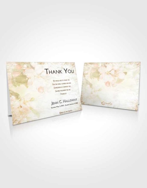 Funeral Thank You Card Template Golden Peach Heavenly Flowers